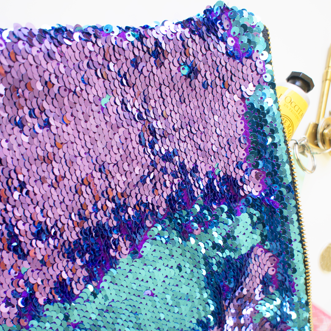 Turquoise and Purple Flip Sequin Evening Clutch Bag Party Mermaid Zipped Pouch